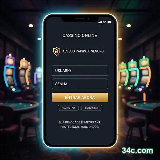 Interface do 34c.com no celular com mesas ao vivo